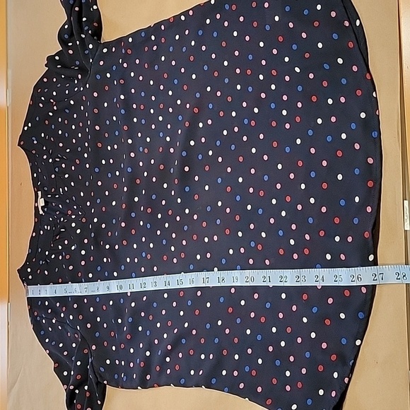 Talbots, Size S Navy Blue with Red, Pink, White and Blue Polkadot Blouse - Picture 8 of 12